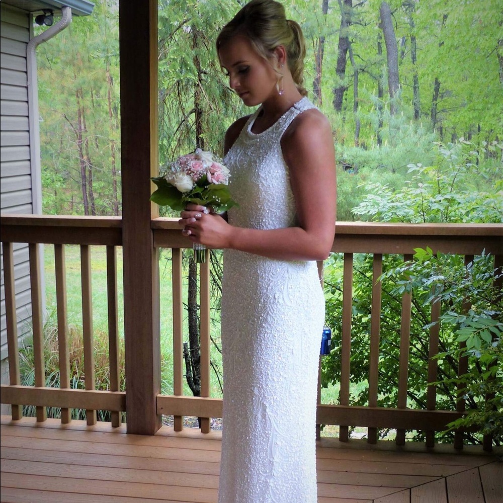 White Sequin Scala Prom Dress